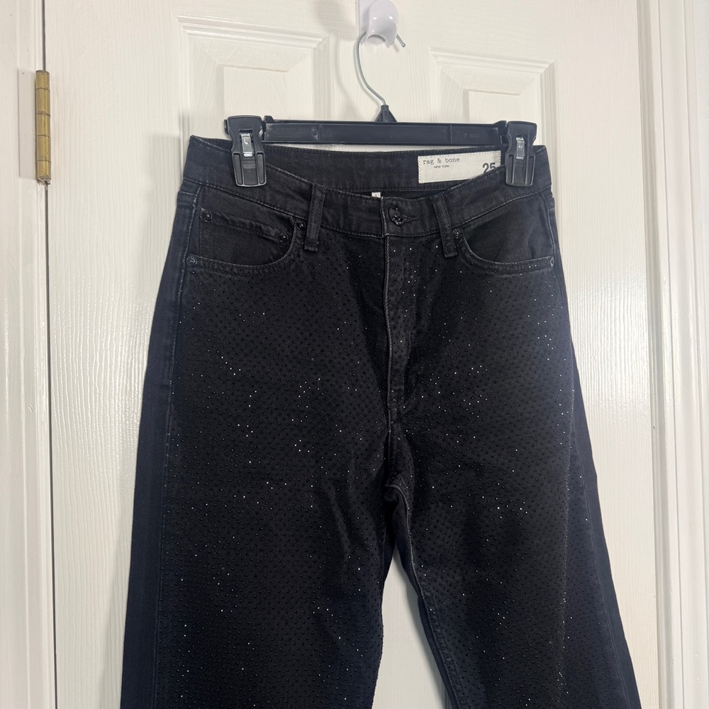 Rag & Bone Harlow Jewel Mid-Rise Ankle‎ Jeans Black 25 - Picture 8 of 11